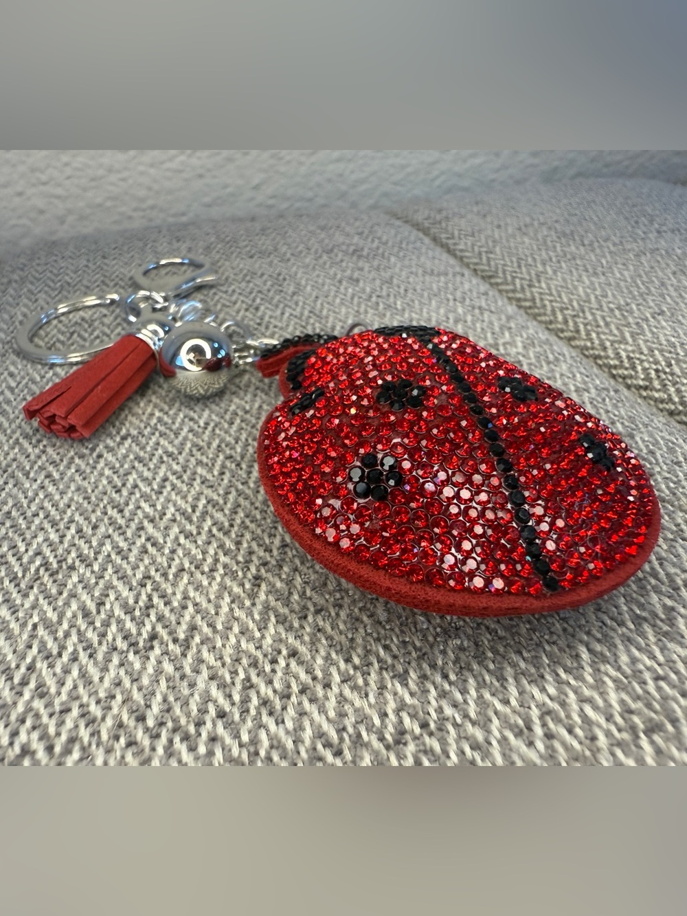 Red Ladybug Crystal Keychain Bag Charm - Picture 4 of 13